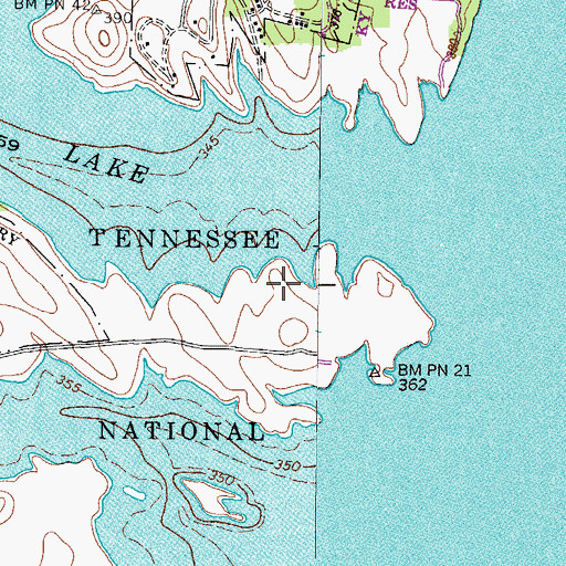 Topographic Map of Big Sandy Unit Tennessee National Wildlife Refuge, TN