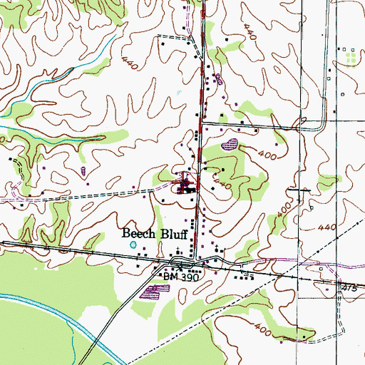 Topographic Map of Beech Bluff Elementary School, TN