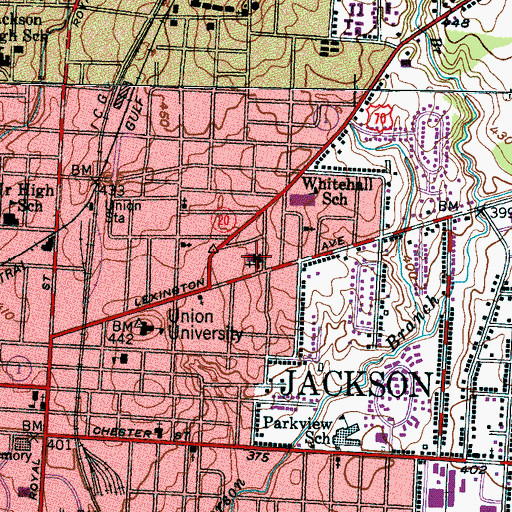 Topographic Map of Calvary Baptist Church, TN