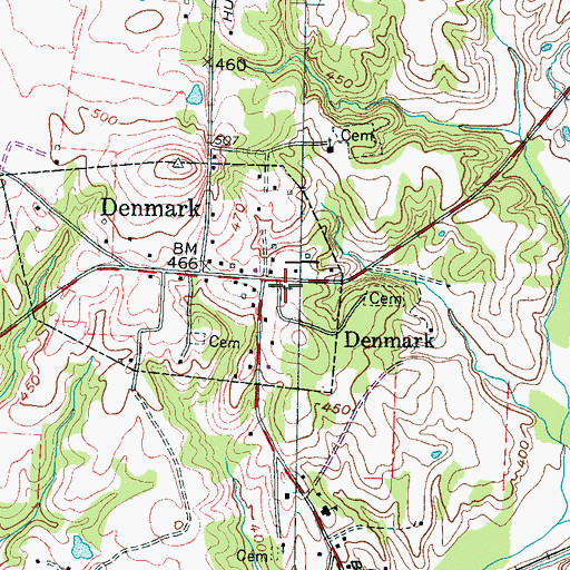 Topographic Map of Denmark Presbyterian Church, TN
