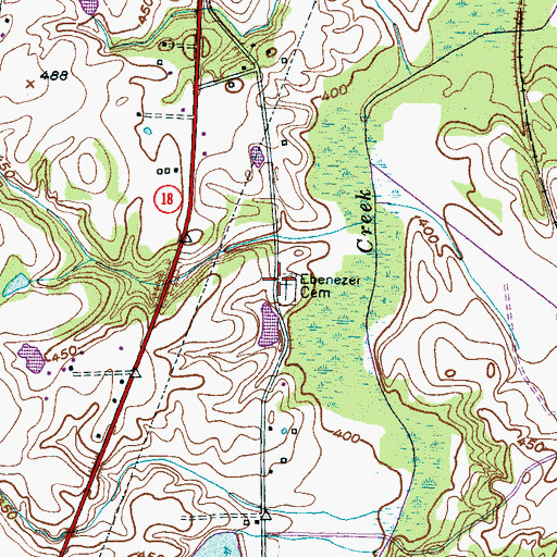 Topographic Map of Ebenezer Methodist Church (historical), TN