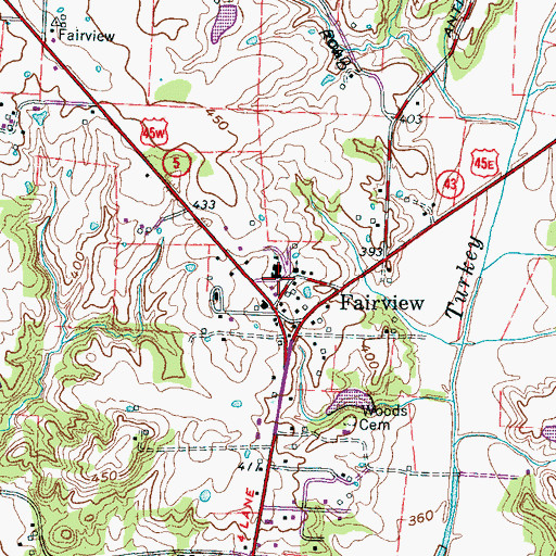 Topographic Map of Fairview School (historical), TN