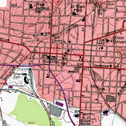 Topographic Map of First United Methodist Church, TN