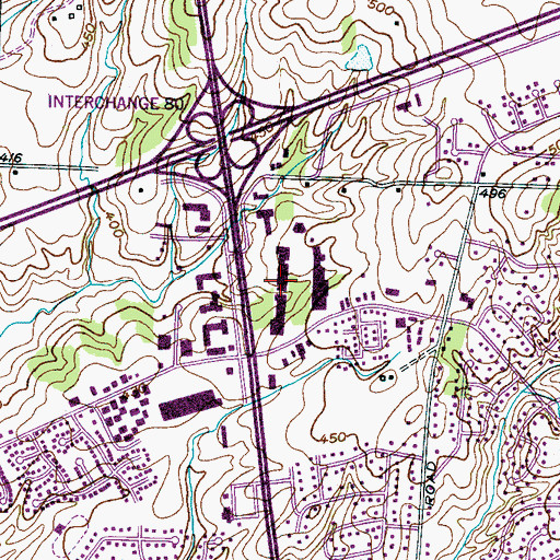 Topographic Map of Hamilton Hills Shopping Center, TN