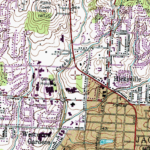 Topographic Map of Highland Park, TN