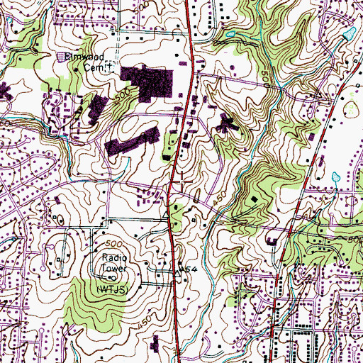 Topographic Map of Lynnwood Place Shopping Center, TN
