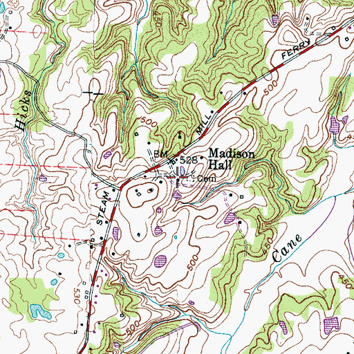 Topographic Map of Madison Baptist Church, TN