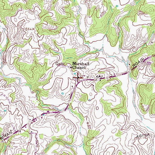 Topographic Map of Marshall School (historical), TN