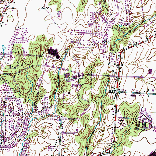 Topographic Map of Muse Park, TN