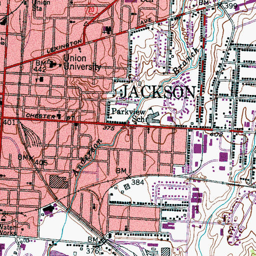 Topographic Map of Parkview Baptist Church, TN