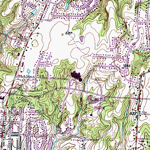 Topographic Map of Parkway Junior High School, TN