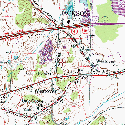 Topographic Map of Pope Park, TN