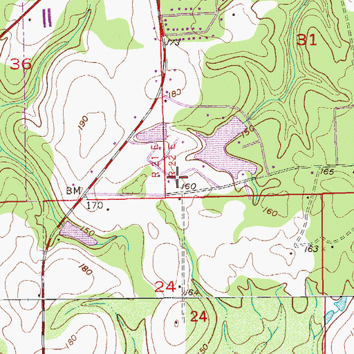 Topographic Map of Center Ridge School (historical), AL