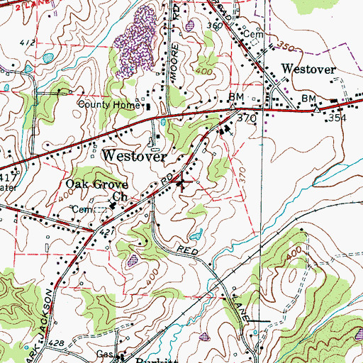 Topographic Map of Westover School (historical), TN