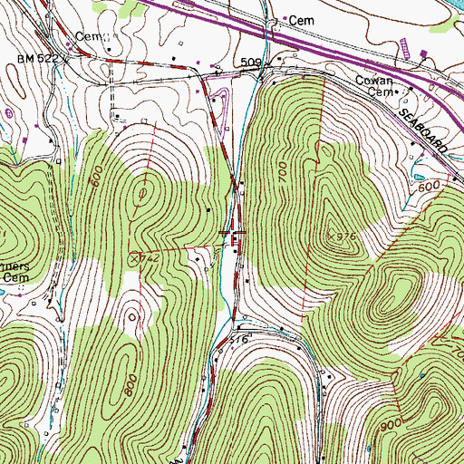 Topographic Map of Bolling Branch School (historical), TN