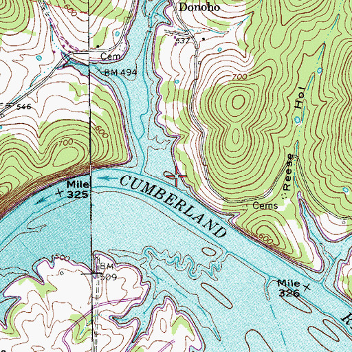 Topographic Map of Buffalo Landing, TN