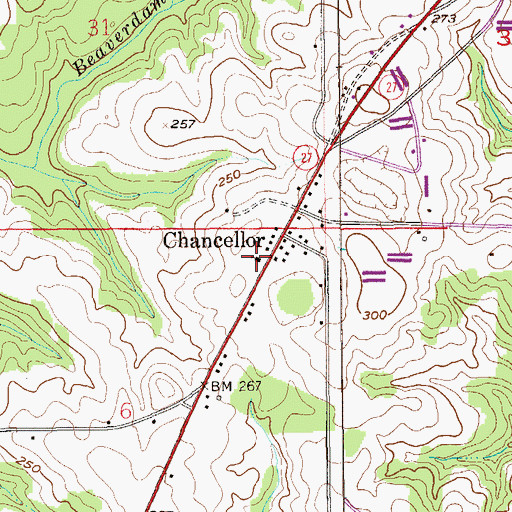 Topographic Map of Chancellor Church, AL