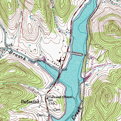 Topographic Map of Defeated Elementary School, TN