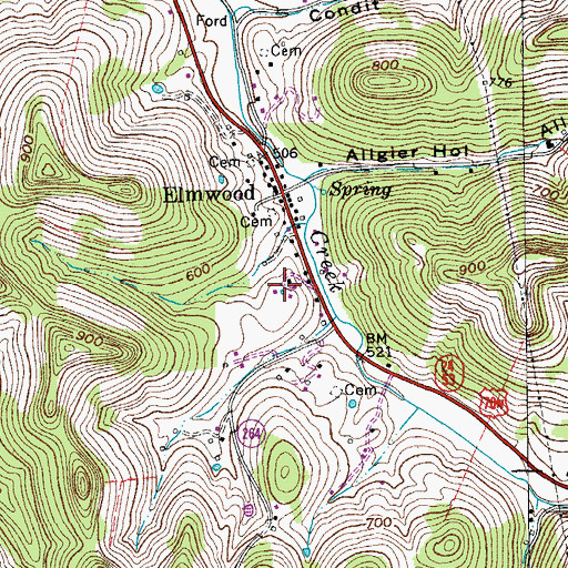 Topographic Map of Elmwood School (historical), TN