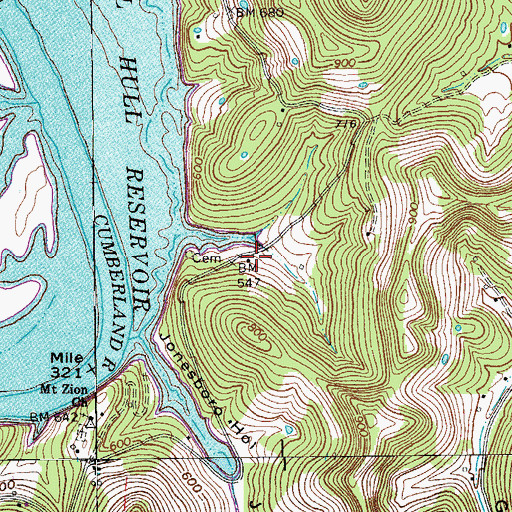 Topographic Map of Falling Water School (historical), TN
