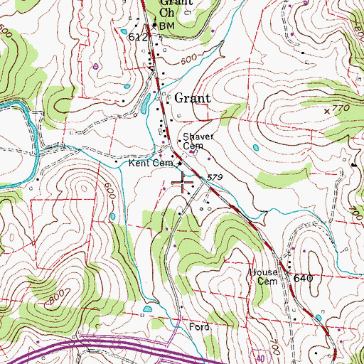 Topographic Map of Grant School (historical), TN