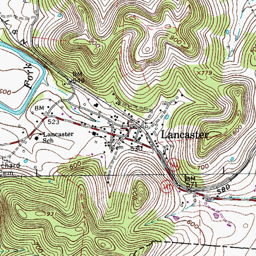 Topographic Map of Lancaster Baptist Church, TN