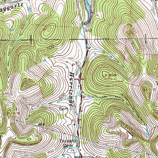 Topographic Map of Maggart United Methodist Church, TN