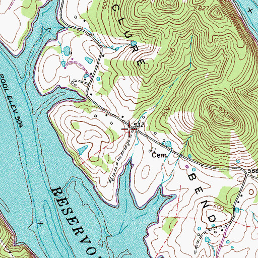 Topographic Map of McClure Bend School (historical), TN