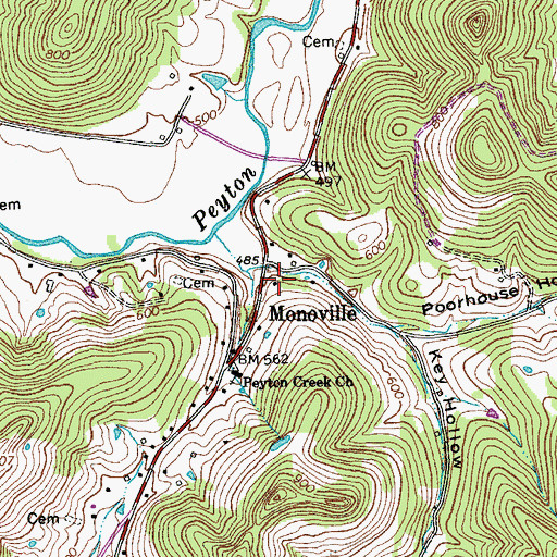 Topographic Map of Monoville School (historical), TN