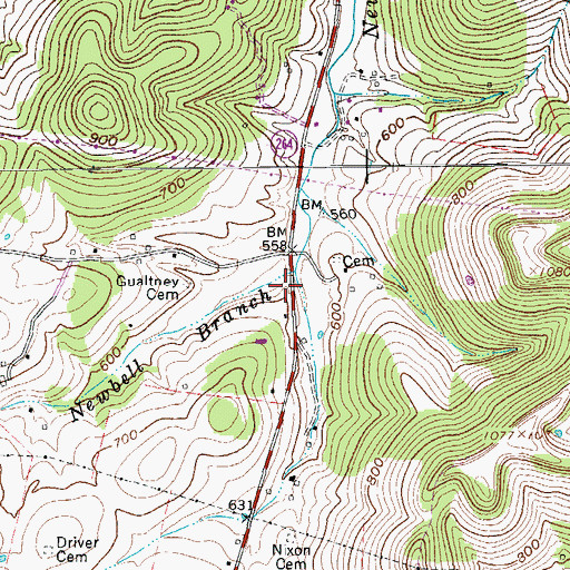 Topographic Map of Newbell Branch School (historical), TN