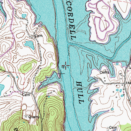 Topographic Map of Old Lock and Dam Number Eight (historical), TN