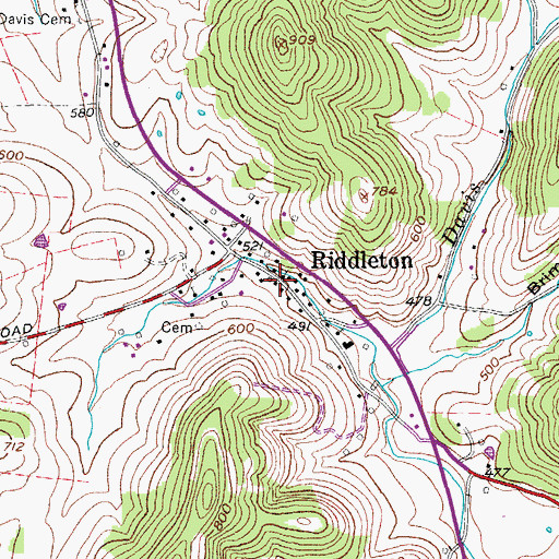 Topographic Map of Riddleton Baptist Church, TN