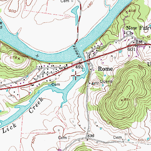 Topographic Map of Rome Access Area, TN