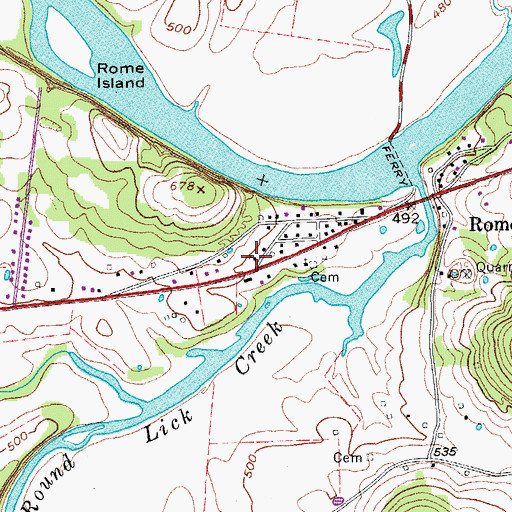Topographic Map of Rome Church of Christ, TN