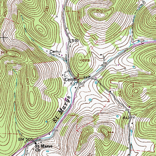 Topographic Map of Saint Mary School (historical), TN