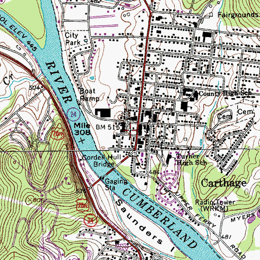 Topographic Map of Smith County Courthouse, TN