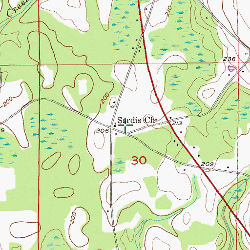 Topographic Map of Crossroads School (historical), AL