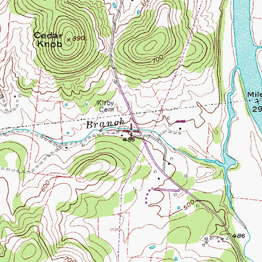 Topographic Map of Whites Mill (historical), TN