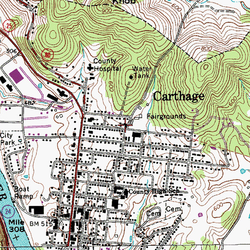 Topographic Map of North Carthage Baptist Church, TN