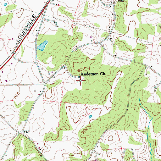 Topographic Map of Anderson Cemetery, TN