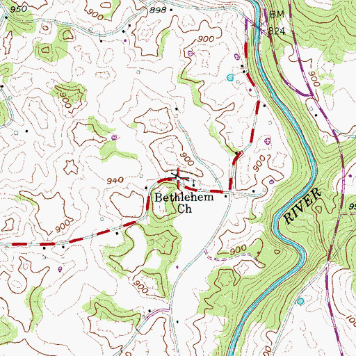 Topographic Map of Bethlehem Cemetery, TN