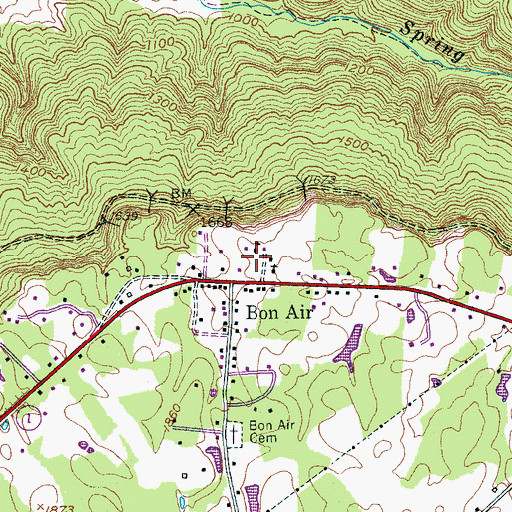 Topographic Map of Bon Air School (historical), TN
