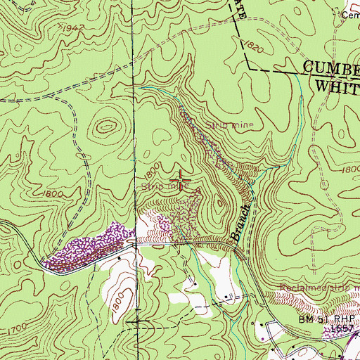 Topographic Map of Braceburn Mine, TN