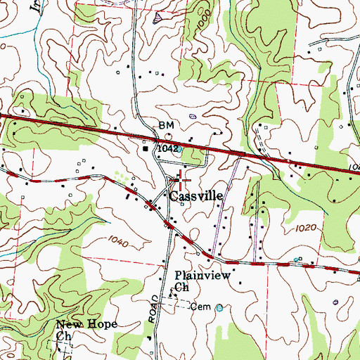 Topographic Map of Cassville Elementary School, TN