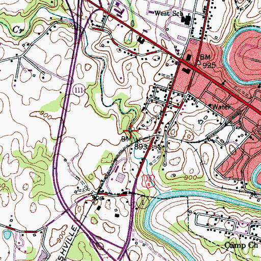 Topographic Map of Clarks Mill (historical), TN