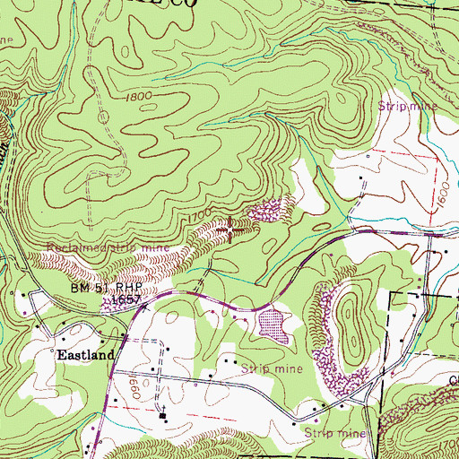 Topographic Map of Clifty Number Three Mine, TN