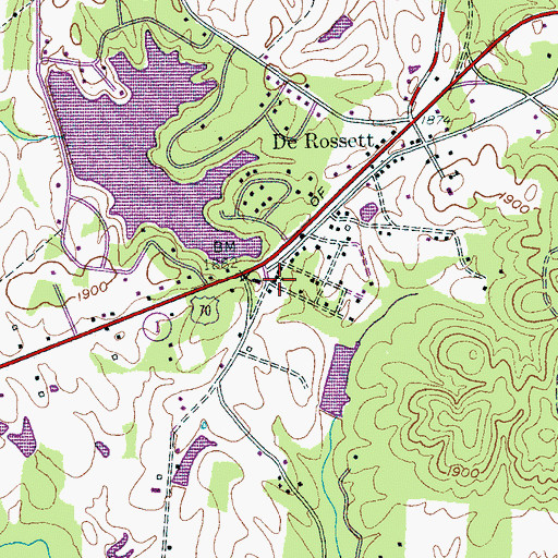 Topographic Map of De Rossett Church of Christ, TN