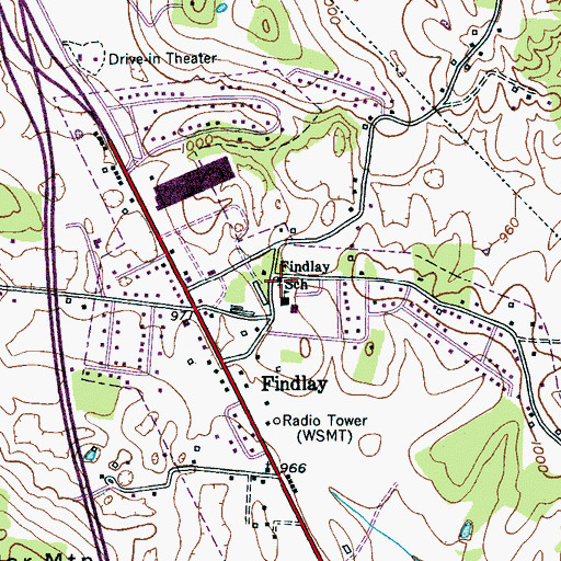 Topographic Map of Findley Methodist Church, TN