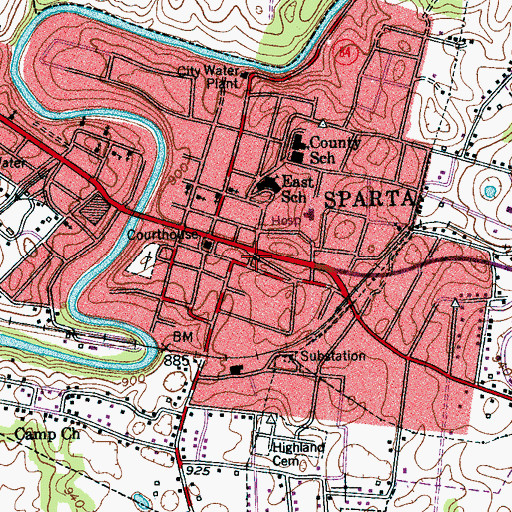 Topographic Map of First Christian Church, TN