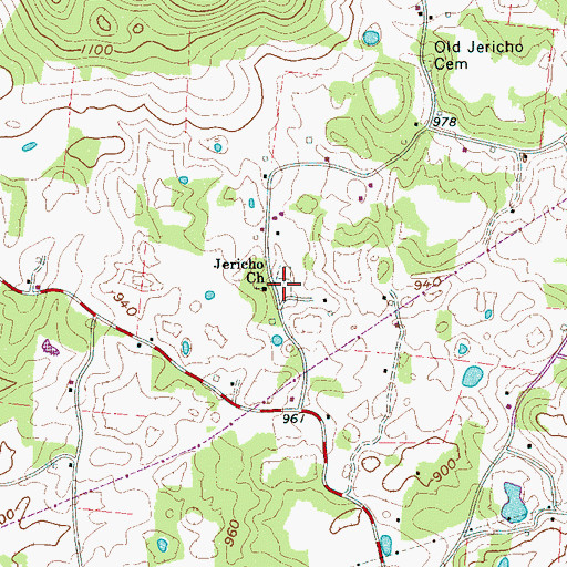 Topographic Map of Jericho Cemetery, TN